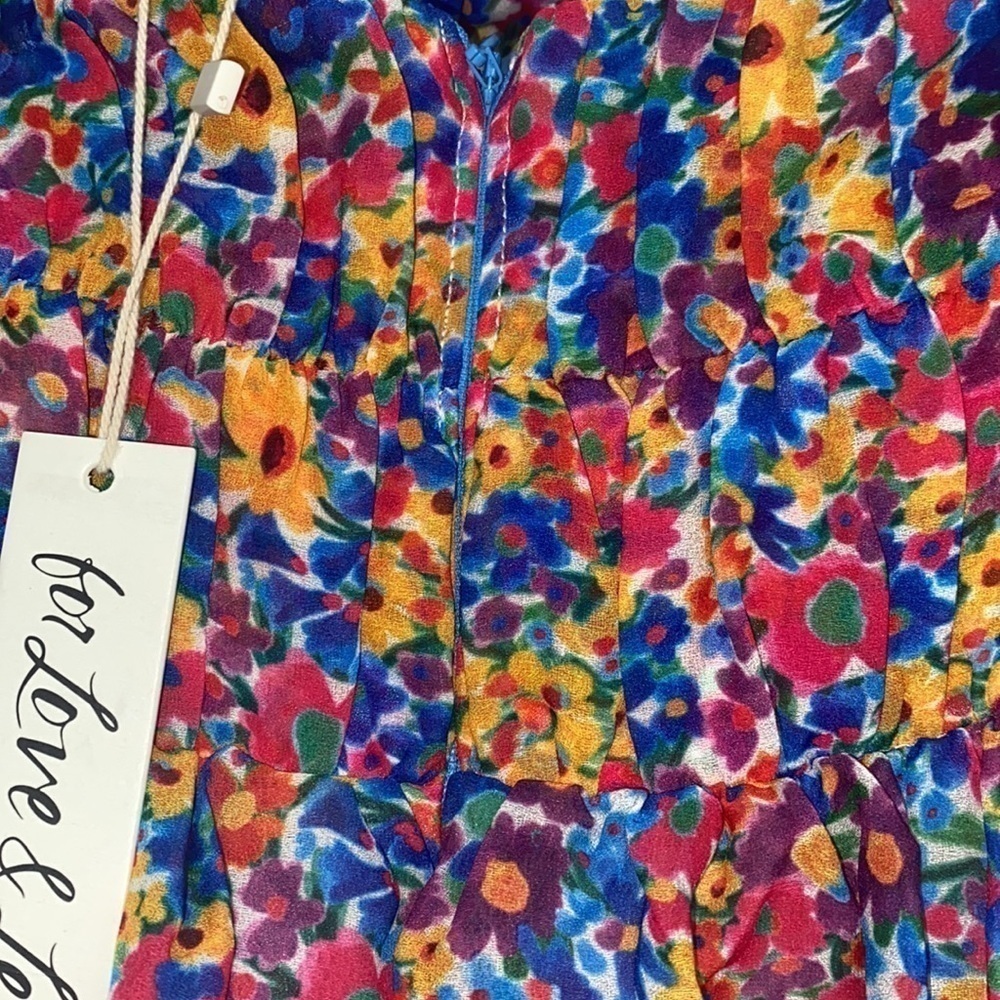 For Love and Lemons Sasha Bright Confetti Floral Strapless Mini Dress - Picture 9 of 12